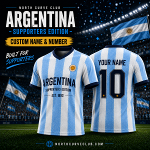 Argentina Supporters Jersey – Custom Name & Number