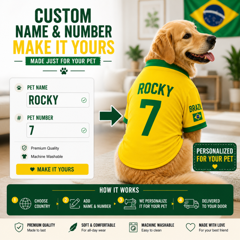 Brazil Pet Jersey – Custom Name & Number