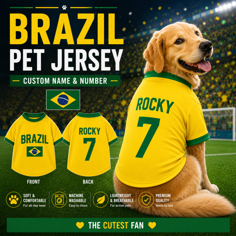 Brazil Pet Jersey – Custom Name & Number